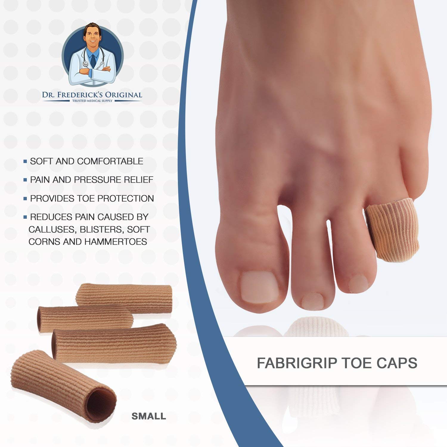 Dr. Frederick's Original Fabric Toe Caps - Toe Separators - 3 Pairs - Size Small