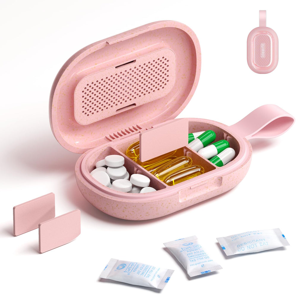 Ideerfit Travel Pill Organizer, Adjustable 3-6 Compartments Portable Pill Box, Small Pill Case Daily Medicine Container Moisture
