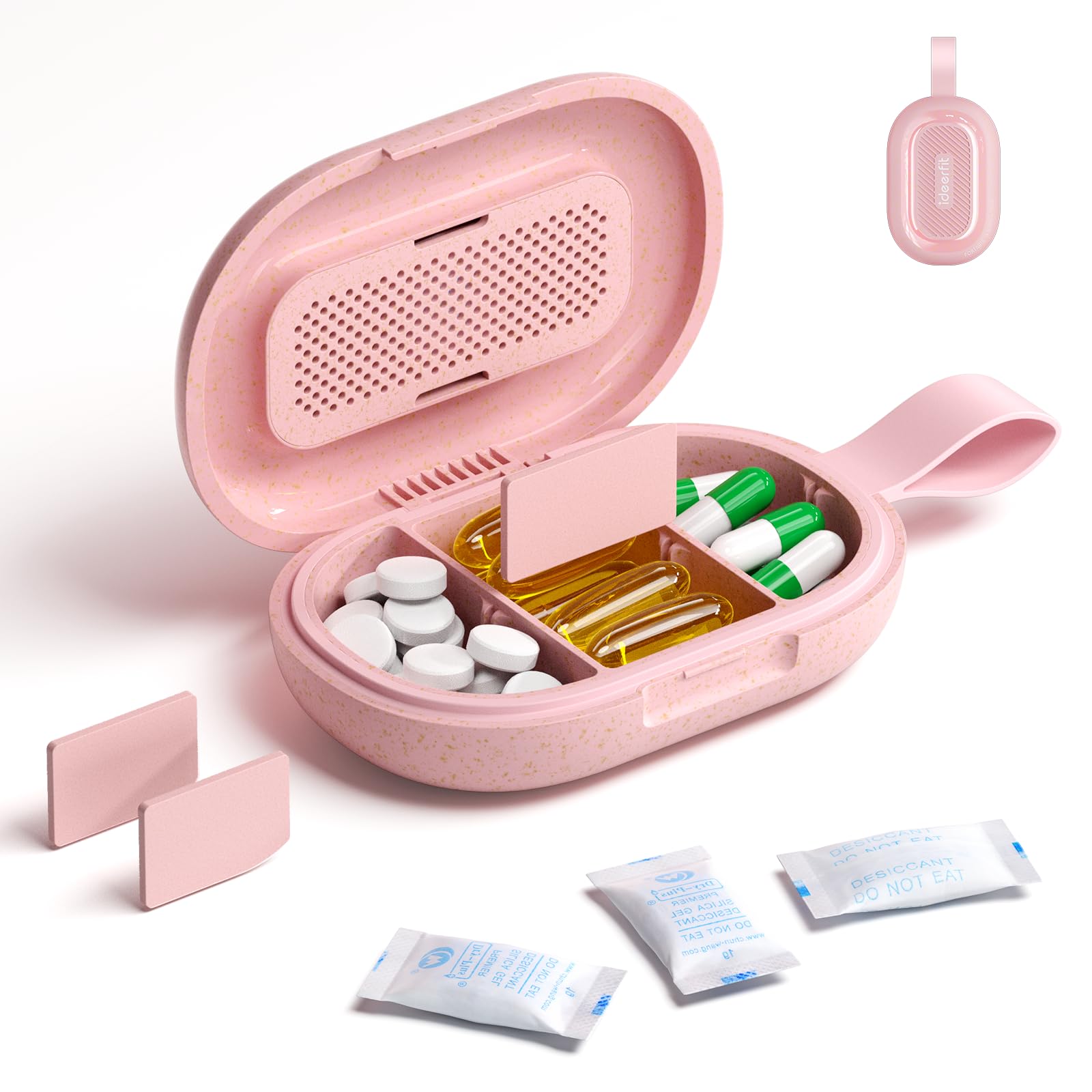 Ideerfit Travel Pill Organizer, Adjustable 3-6 Compartments Portable Pill Box, Small Pill Case Daily Medicine Container Moisture