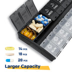 XL Large Pill Organizer 2 Times a Day, Weekly Am Pm Pill Box with Hinged Lids, 7 Day Medicine Vitamin Pill Case, Daily Pill Cont