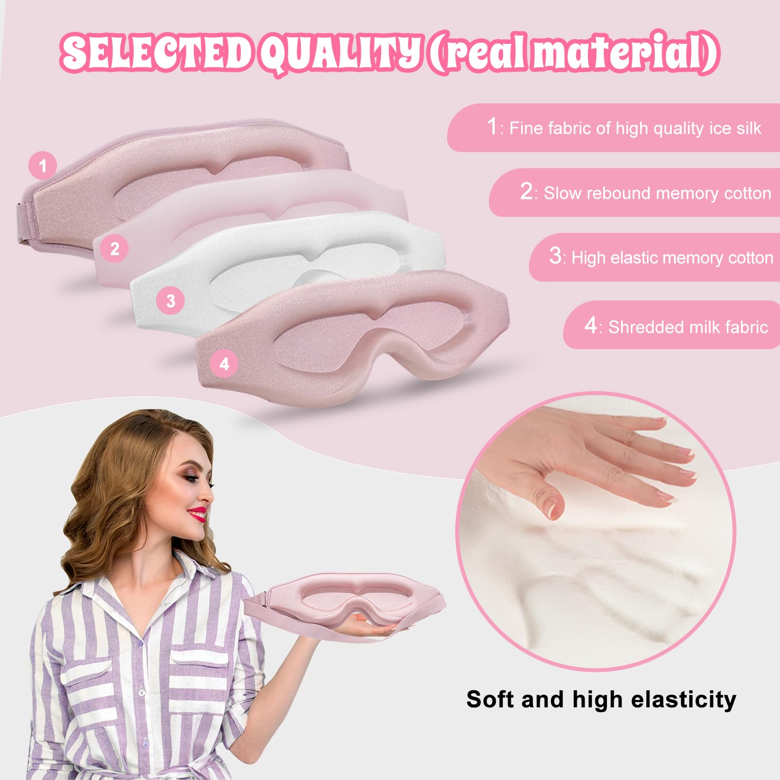Clbxzwc 3D Advanced Eye Mask for Sleeping,Ultra Delicate Soft Skin Friendly Eye mask,100% Blackout Sleep Eye Mask for Sleep, Eye