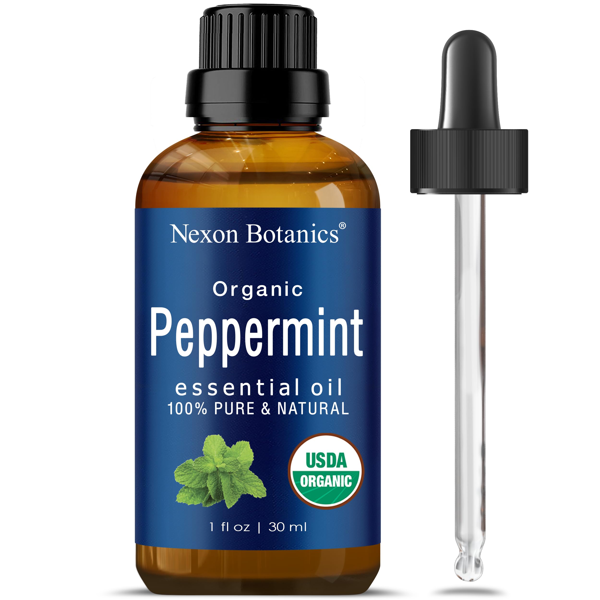 Organic Peppermint Essential Oil 30 ml - 100% Pure Peppermint Oil for Diffuser -Natural, Undiluted Menthol Oil for Hair Care - M