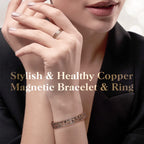 Lymphatic Drainage Ring & Copper Bracelet for Women, Magnetic Lymph Detox Ring and Magnetic Copper Bracelet, 100% Solid Pure Cop