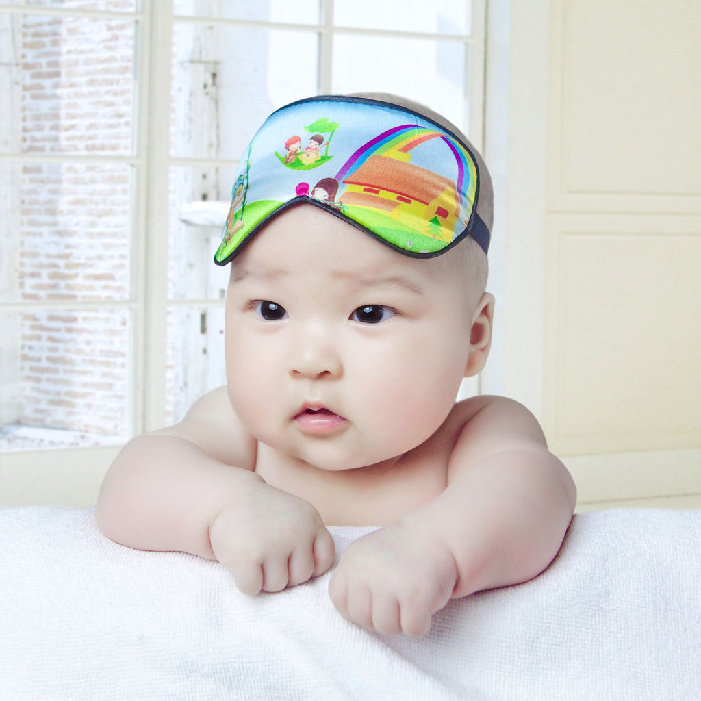 NMM Global 100% Natural Silk Sleep Eye Mask Kids, Cute Night Sleeping Mask with Adjustable Elastic Strap for Newborn (Baby Cute