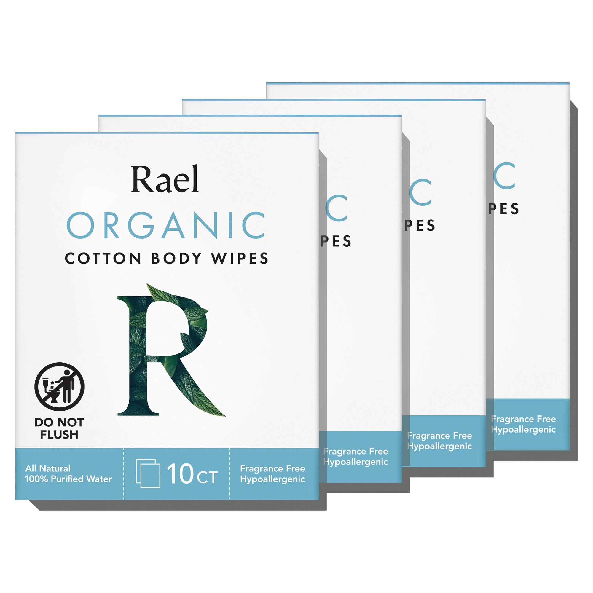 Rael Body Wipes, Organic Cotton Wipes for Women - Unscented Body Wipes, Individually Wrapped, All Skin Types, Vegan, Cruelty Fre