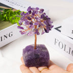 QLRSUXN Amethyst Crystal Tree of Life,4 Inch Natural Healing Stones,Reiki Energy Money Tree, Handmade with Copper Wire,Feng Shui