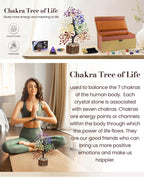 7 Chakra Crystal Tree of Life with Worry Stone (Set 2) - Unique Birthday Gifts for Women, Valentine's Day Gift, Chakra Trees Hea