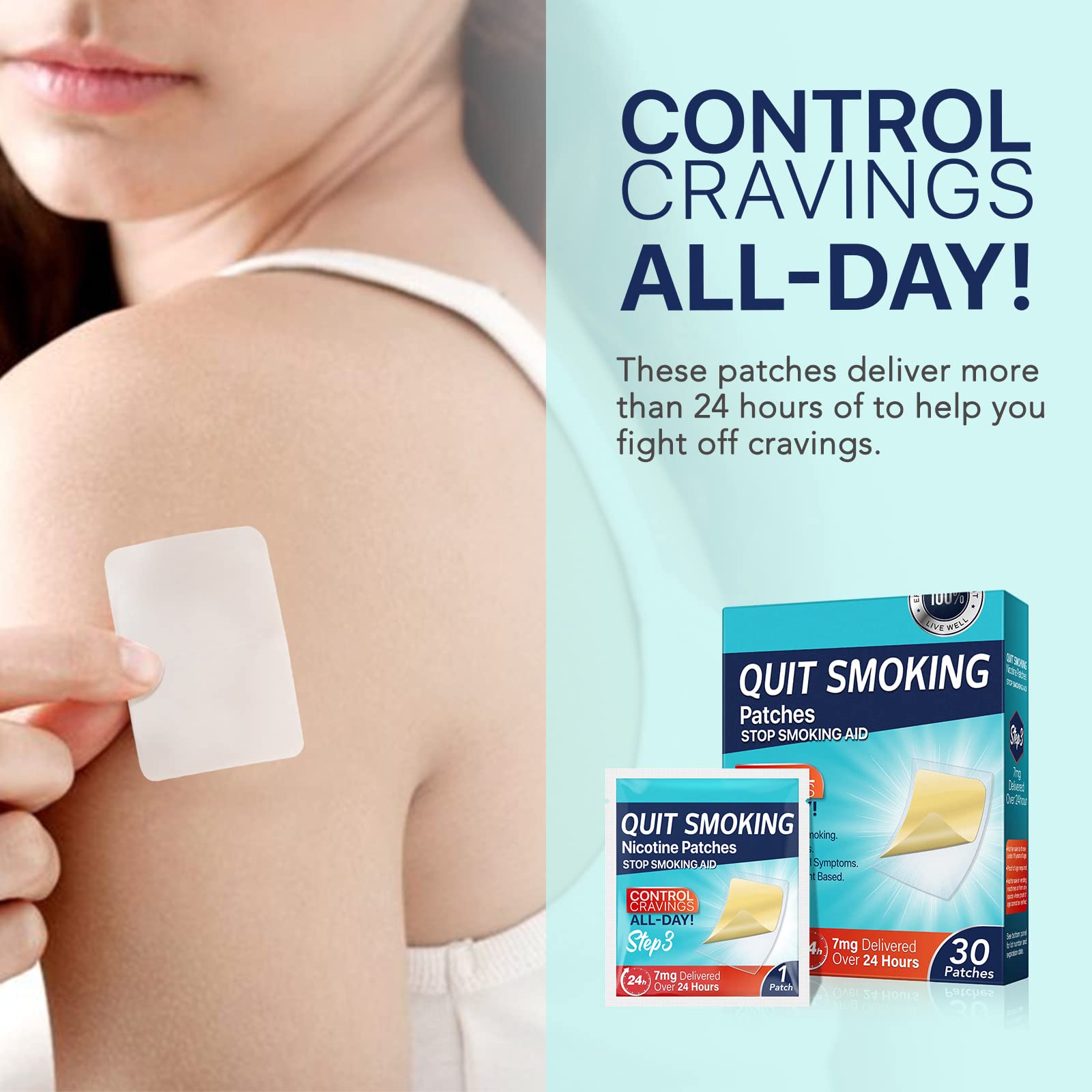 7mg Quit Smoking Patches, Step 3 Stop Smoking Aids Patches, Easy & Effective Anti-Stickers, Quit Smoking Stickers That Work with
