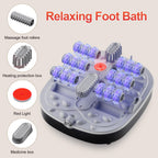 GEHONA Collapsible Foot Spa Bath with Heat,Foot Massager with Two Side Supports,Leakage Protector,Temperature Control,Bubbles,Re