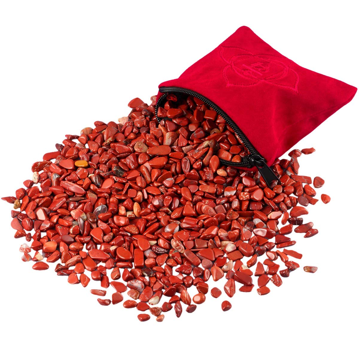 SUNYIK Natural Red Jasper Tumbled Chip Stone, Root Chakra Crystal Pillow for Healing Reiki, Sphere Sculpture Figurine Point Disp