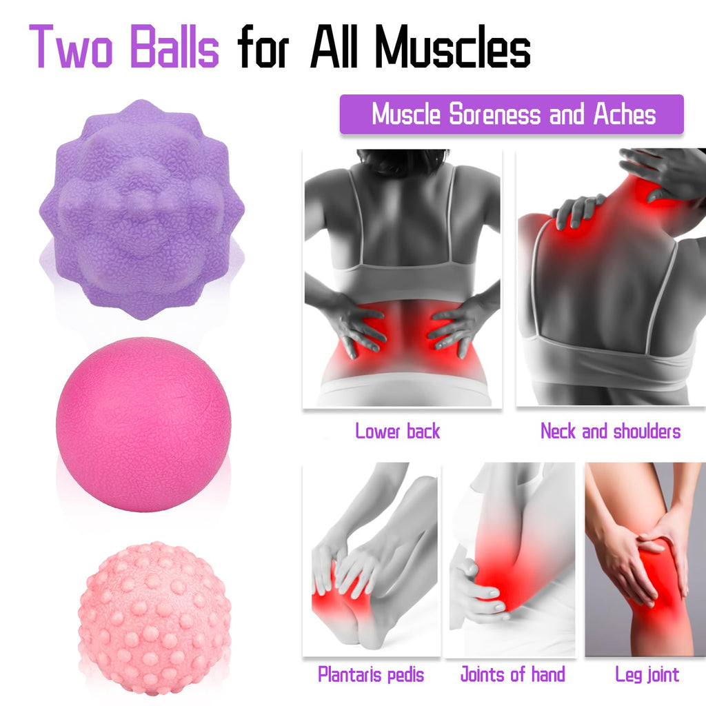 LITLUCIS Lacrosse Ball Muscle Massage Ball Massage Lacrosse Ball 3 Piece Set. for Myofascial Release, Trigger Point Therapy, Mus