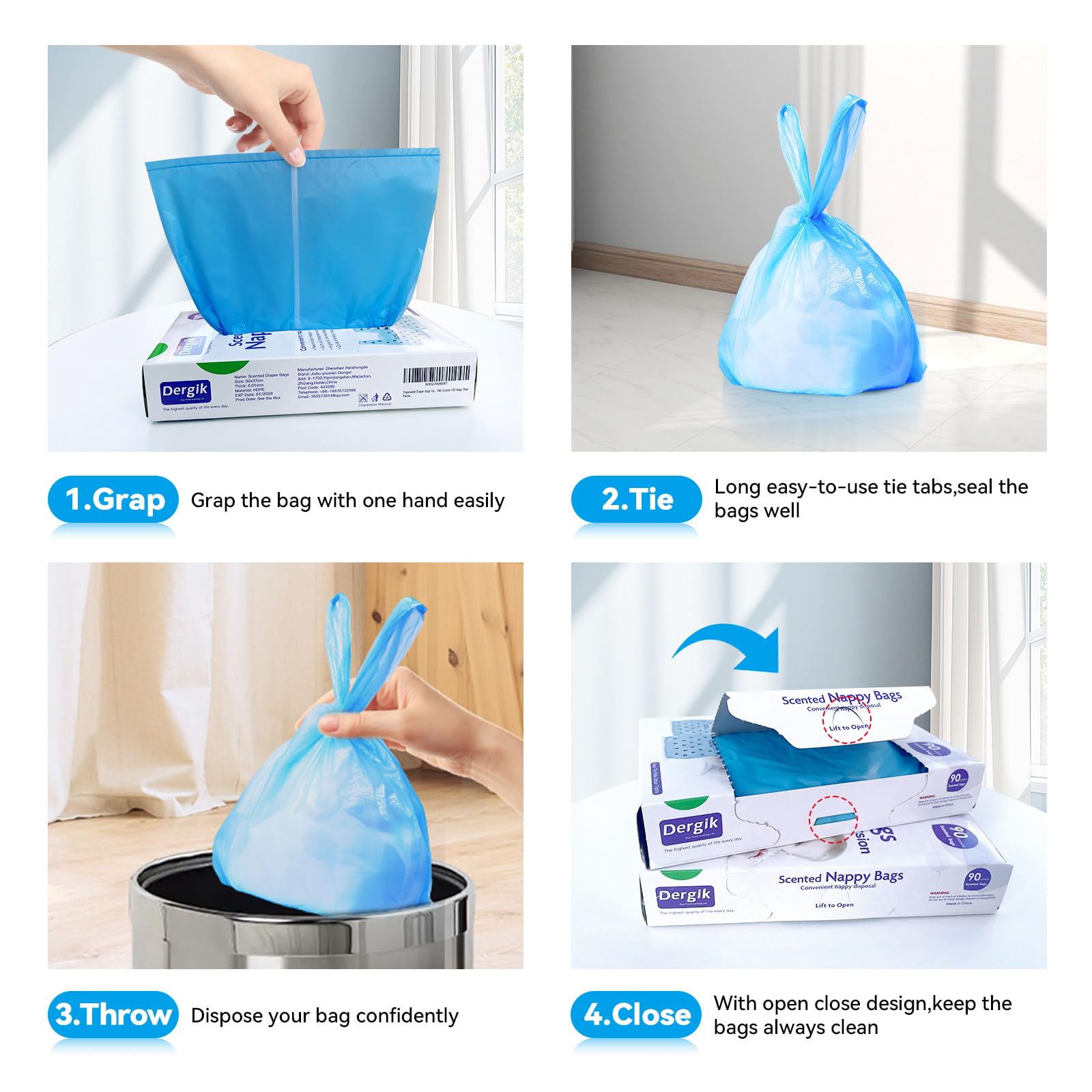 Personal Care Sanitary Disposal Bags (90 counts), Scented | for Sanitary Tampons, Pads, Liners, Wipes,Women Period Disposal | No