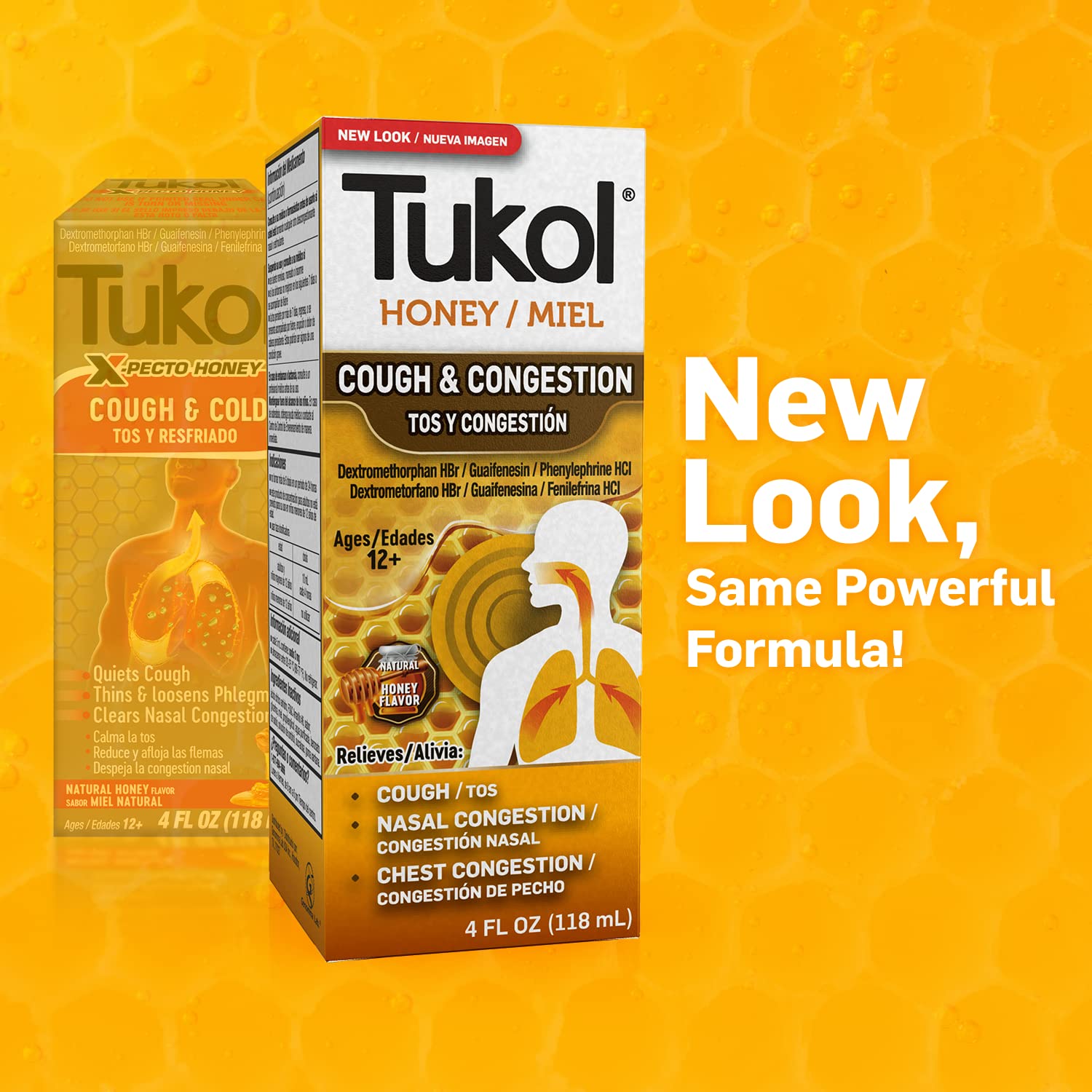 TUKOL Adult X-Pecto Miel Honey Cold Syrup, 4 Ounce