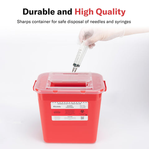 Alcedo Sharps Container for Home Use 2 Gallon (3-Pack), Biohazard Needle and Syringe Disposal, Professional Medical Grade
