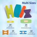 Ourmed Flexible Fabric Bandages with Non-Stick Pad, Latex Free, Rainbow Colors Adhesive Bandage First Aid Wound Care for Cuts, S