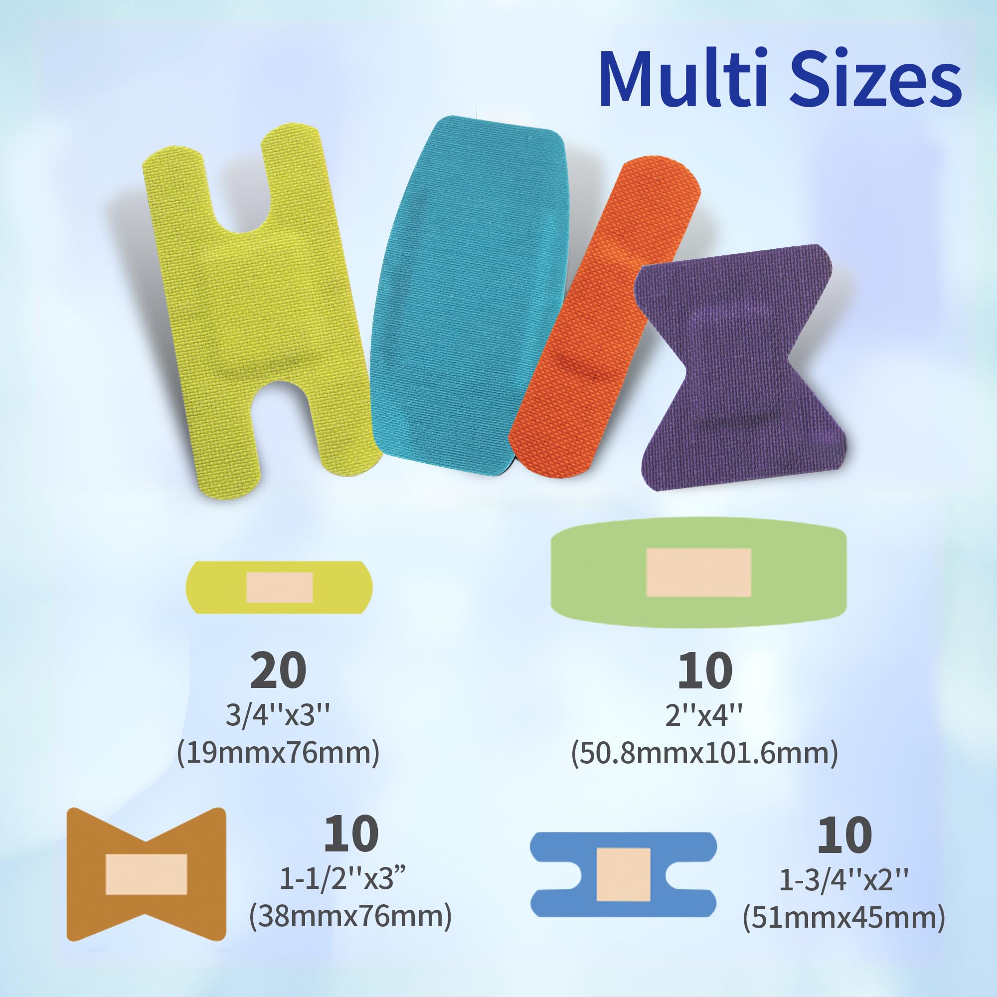 Ourmed Flexible Fabric Bandages with Non-Stick Pad, Latex Free, Rainbow Colors Adhesive Bandage First Aid Wound Care for Cuts, S