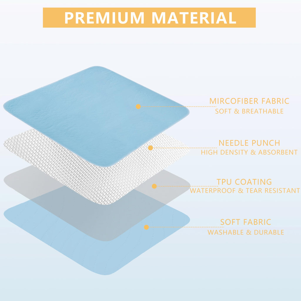 DAHAPYBOO Washable Underpads, 36x54 2 Pack Incontinence Bed Pads, Heavy Absorbency Reusable for Elderly, Kids, Adults and Pets,