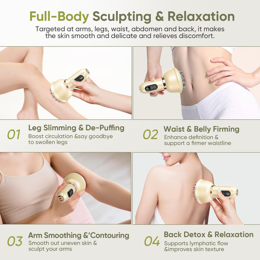 Lymphatic Drainage Massager & Anti-Cellulite Tool - Body Sculpting Machine with Microcurrent, Light, Heat & Vibration for Legs,