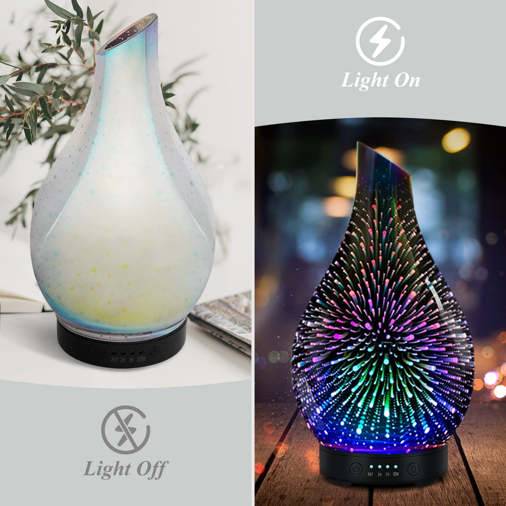 Essential Oil Diffuser Aromatherapy Diffuser- 120 ml Glass Ultrasonic Cool Mist Oil Diffuser, Whisper Quiet with Waterless Auto