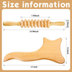 2 Pcs Wood Massage Tools Gua Sha Board 14.96x2.36+13x6.3 Inches Handheld Wooden Scraper Massage Rollers Large Lymphatic Drainage
