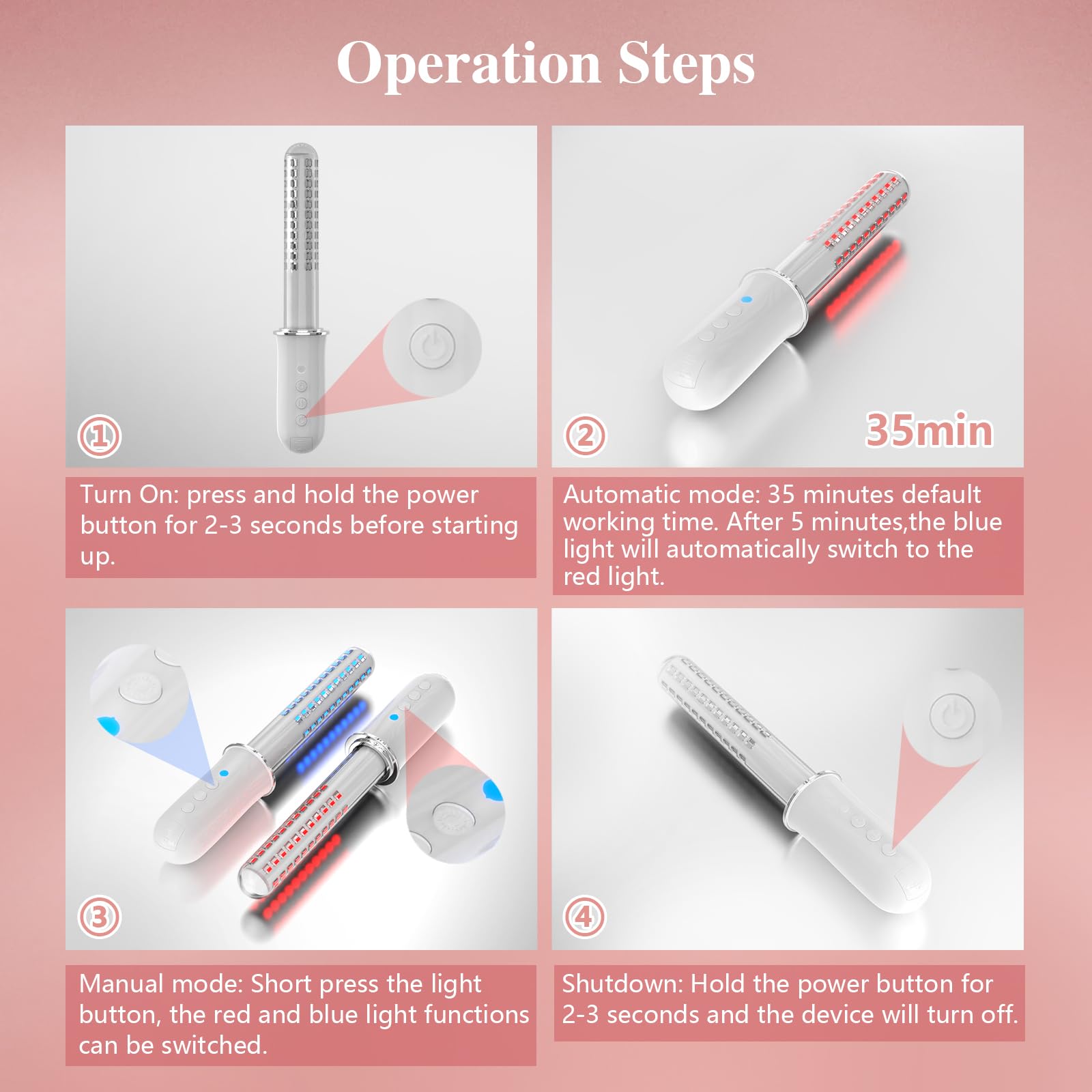 Vaginal Rejuvenation Wand,Red & Blue Led Light Therapy Device
