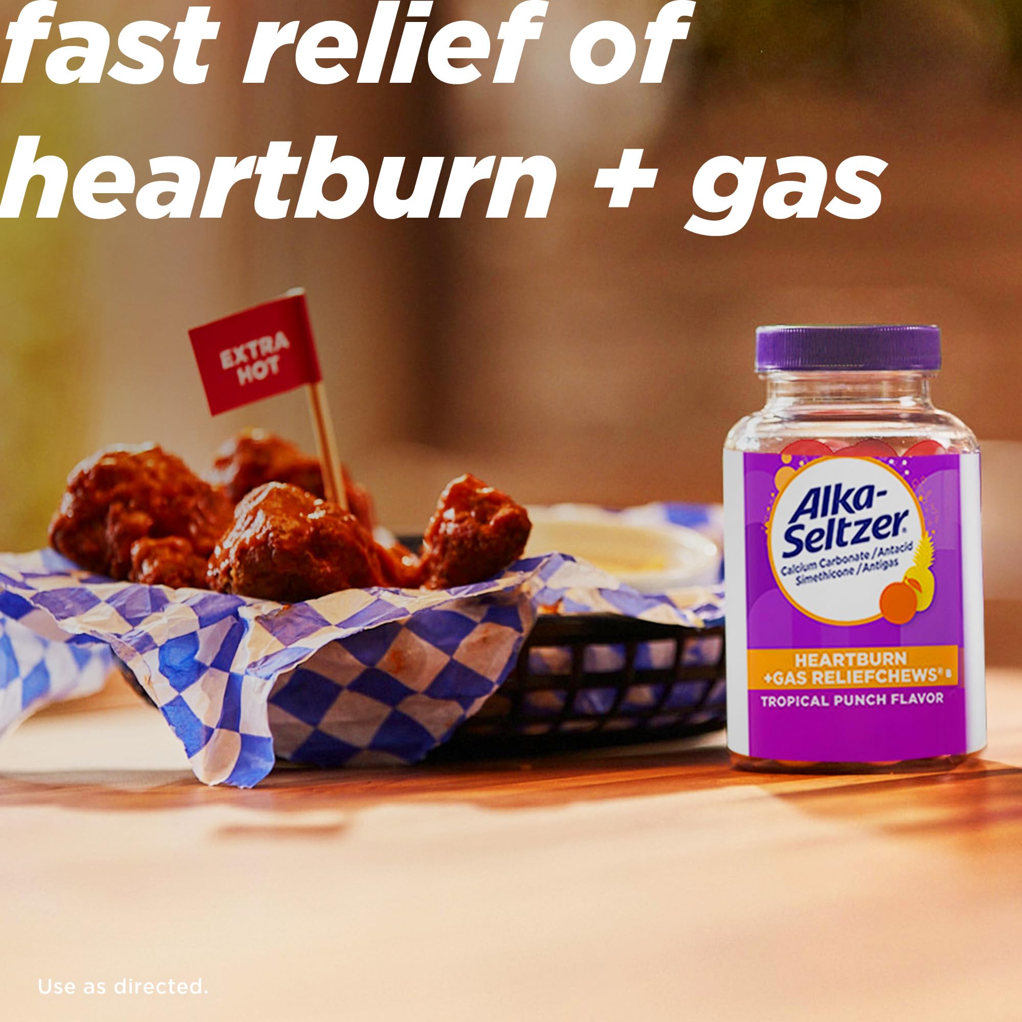 Alka-Seltzer Heartburn + Gas ReliefChews, Antacid + Antigas Chews for Fast Heartburn Relief, Gas, and Acid Indigestion Relief On
