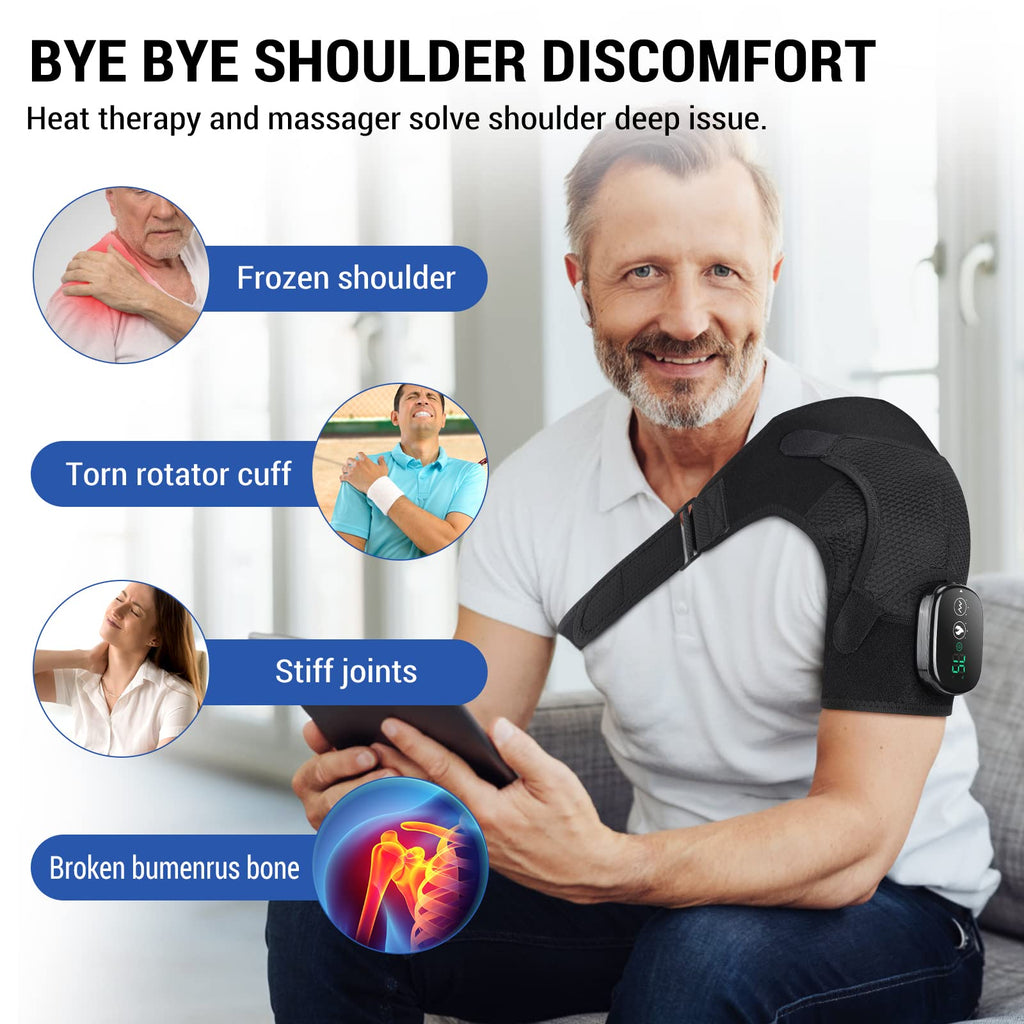 Heated Shoulder Brace for Women Men, Shoulder Massager Shoulder Heating Pad for Neck and Shoulder Deep Issue
