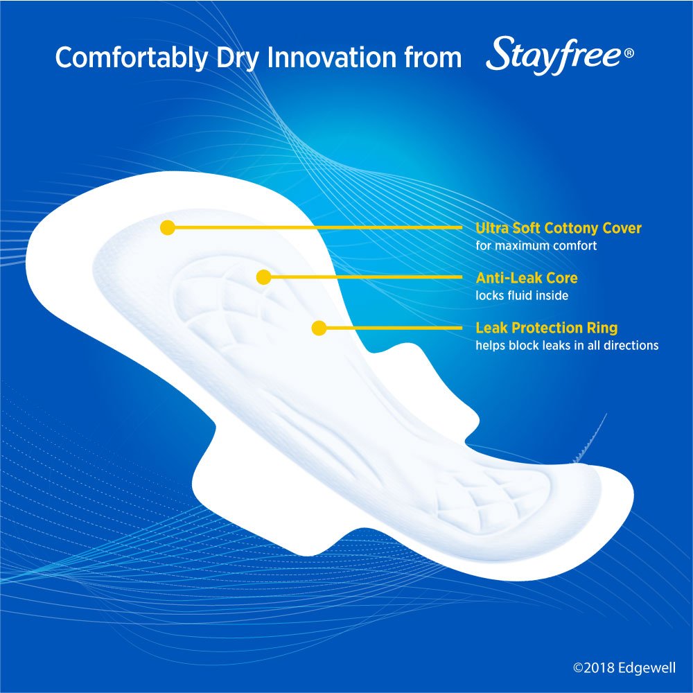 Stayfree Ultra Thin Overnight Pads with Wings, For Women, Reliable Protection and Absorbency of Feminine Moisture, Leaks and Per
