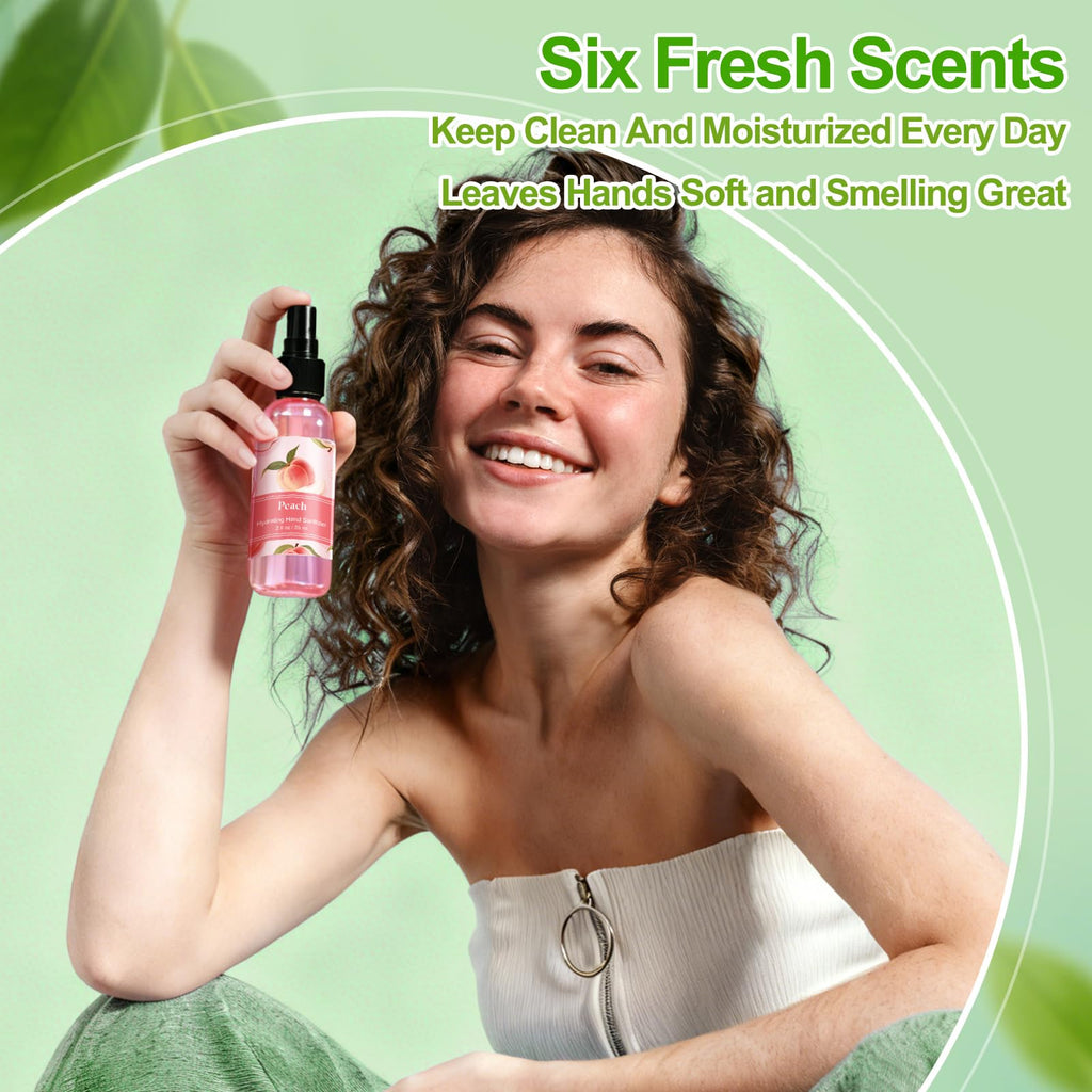 Dansib 12 Pcs Hydrating Hand Sanitizer Spray with Essential Oil Scented Hand Sanitizer Spray Travel Size 2 Fl oz Pocket Bottle M