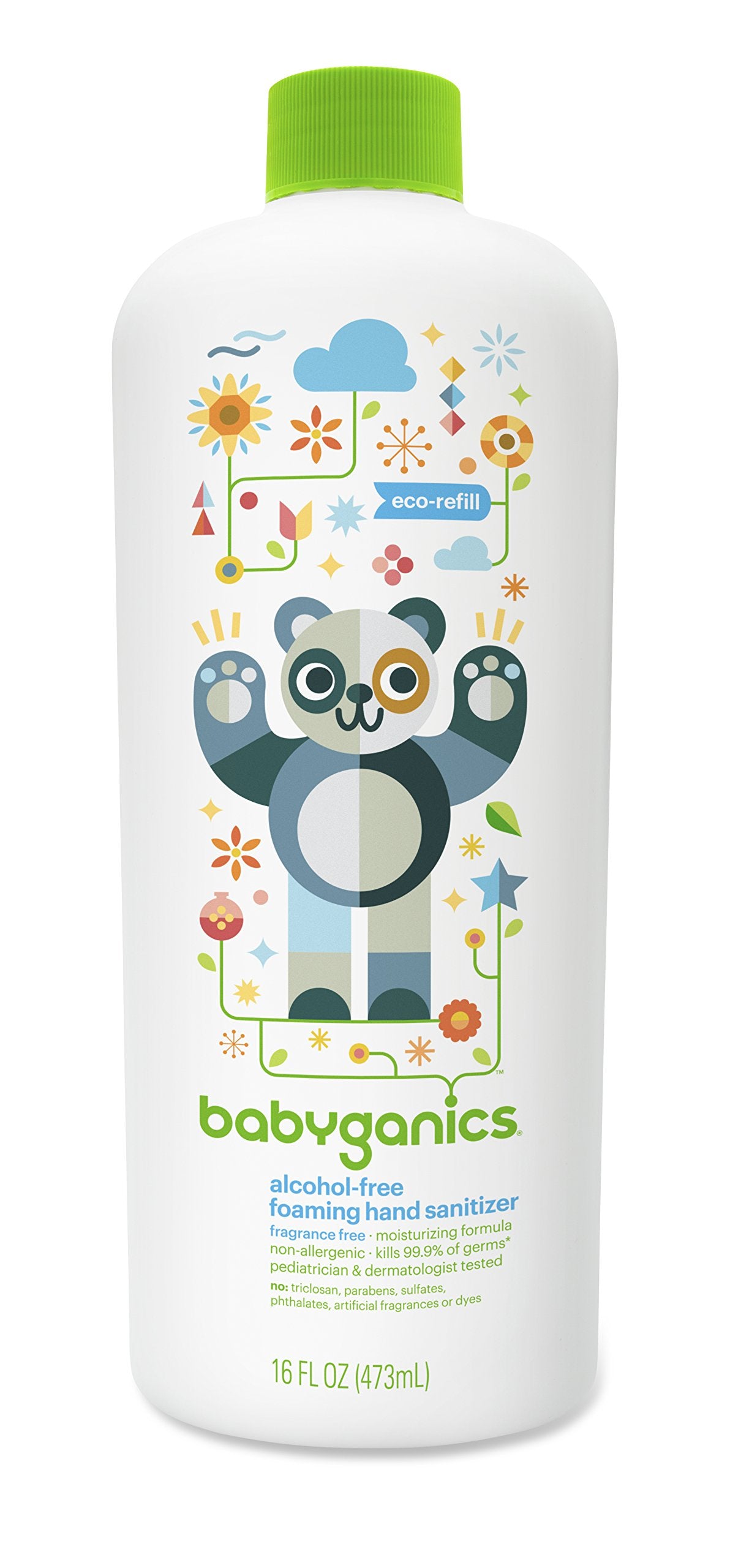 Babyganics Alcohol-Free Foaming Hand Sanitizer Bottle, Fragrance Free, 16oz Refill Bottle, Packaging May Vary