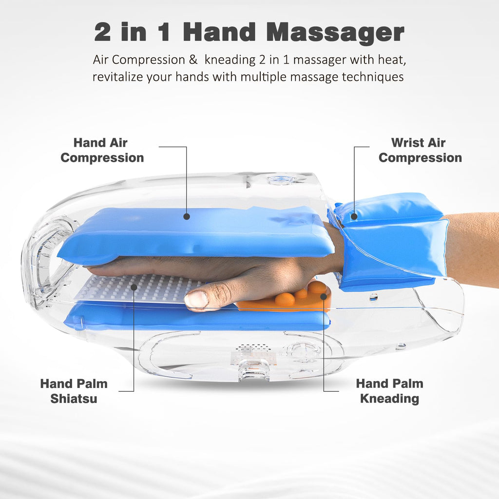 KNQZE Hand Massager with Heat and Compression, Rechargeable Touchscreen Massager with Roller Kneading for Wrist, Carpal Tunnel a