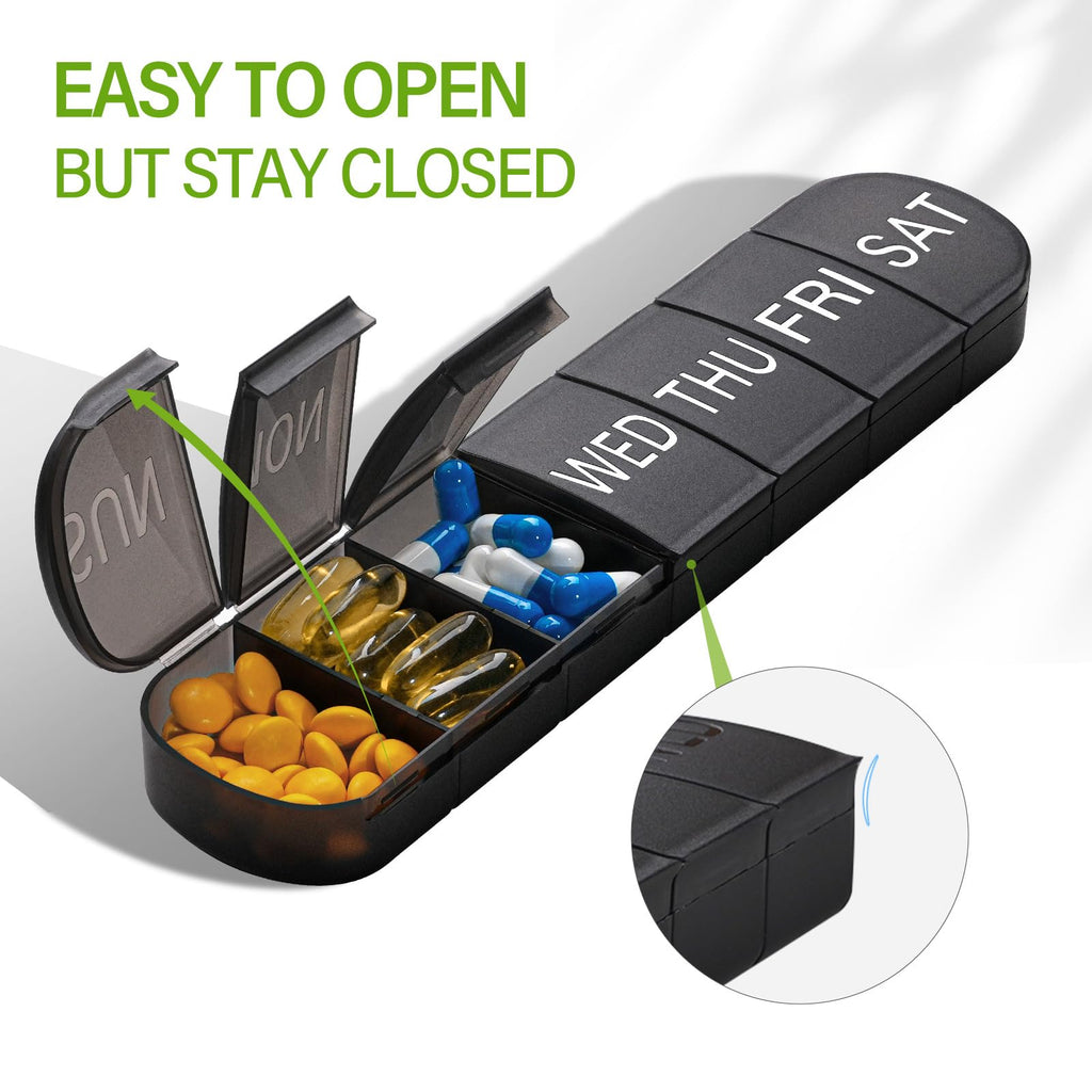 Weekly Pill Organizer 1 Time a Day, Travel Pill Box 7 Day Extra Large Compartments Vitamin Holder, Daily Pill Container 7day XL