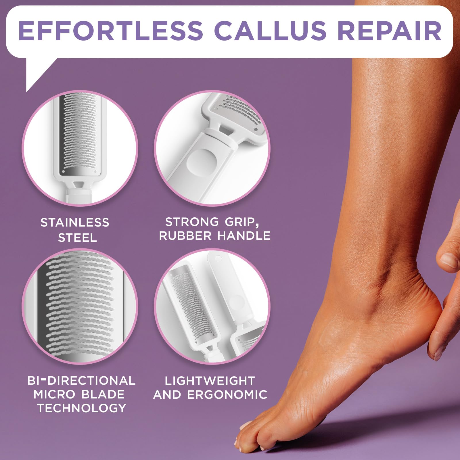 Lee Beauty Professional Callus Remover for Feet-Rasp Foot File Scrubber for Dead Skin Remover for Cracked Heels & Dry Skin-Sturd