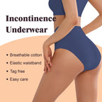 IRISMORII Leak Proof Incontinence Underwear for Women Washable Absorbent Bladder Control Postpartum Briefs 1Pack (Dark Blue L)