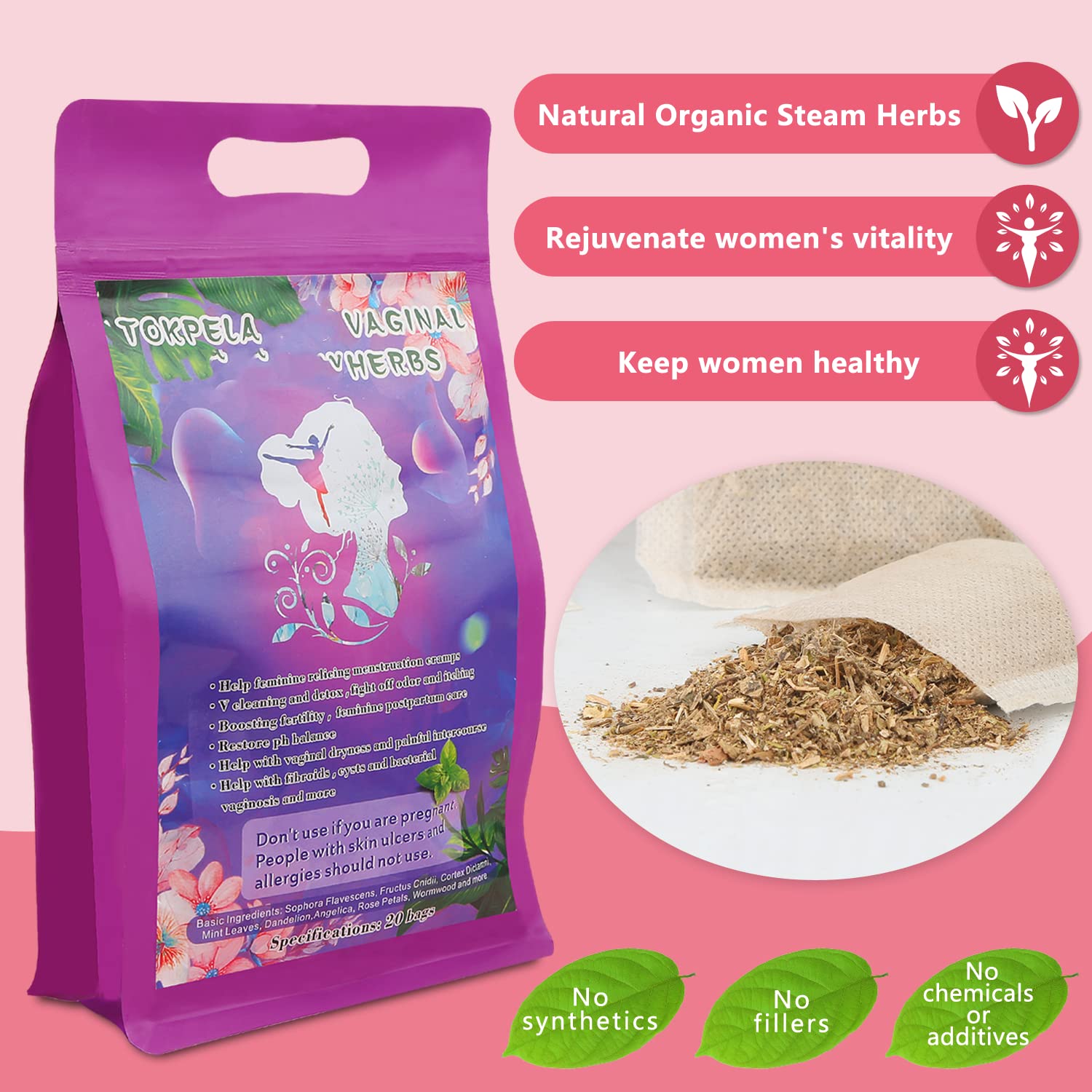 TOKPELA Yoni Steam Pot, Yoni Steam Kit, Yoni steamer with Seat Cushion and 20 Bags Yoni Herbs, For Women Cleaning and Tightening