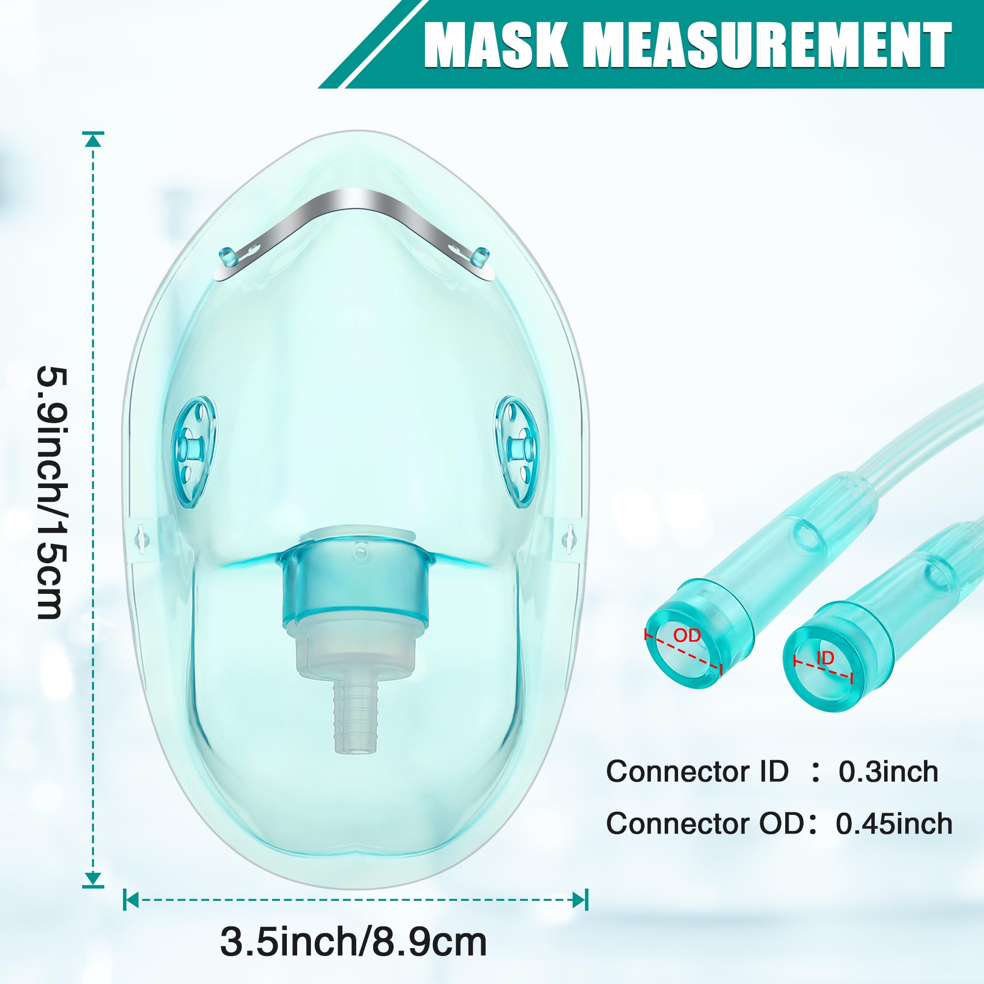 Geiserailie 2 Pack XL Oxygen Mask with 6.6 Ft Tubing and Adjustable Elastic Strap, Adult Oxygen Mask with Tubing, Oxygen Masks f