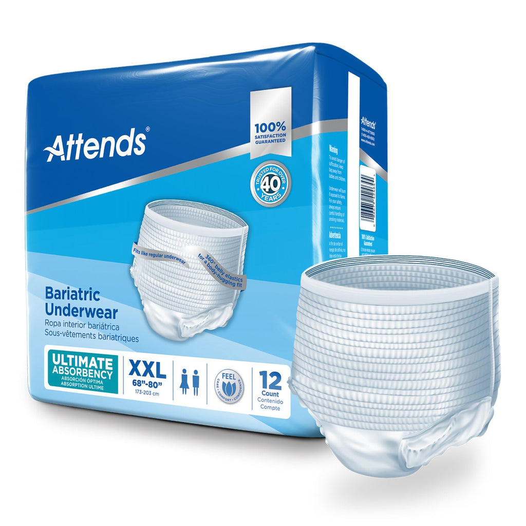 Attends Bariatric Disposable Underwear, 2X-Large, AU50, Ultimate Absorbency, 48 Ct