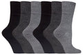 Gentle Grip - 6 Pack of Ladies Diabetic Socks -5-9 us (Grey)