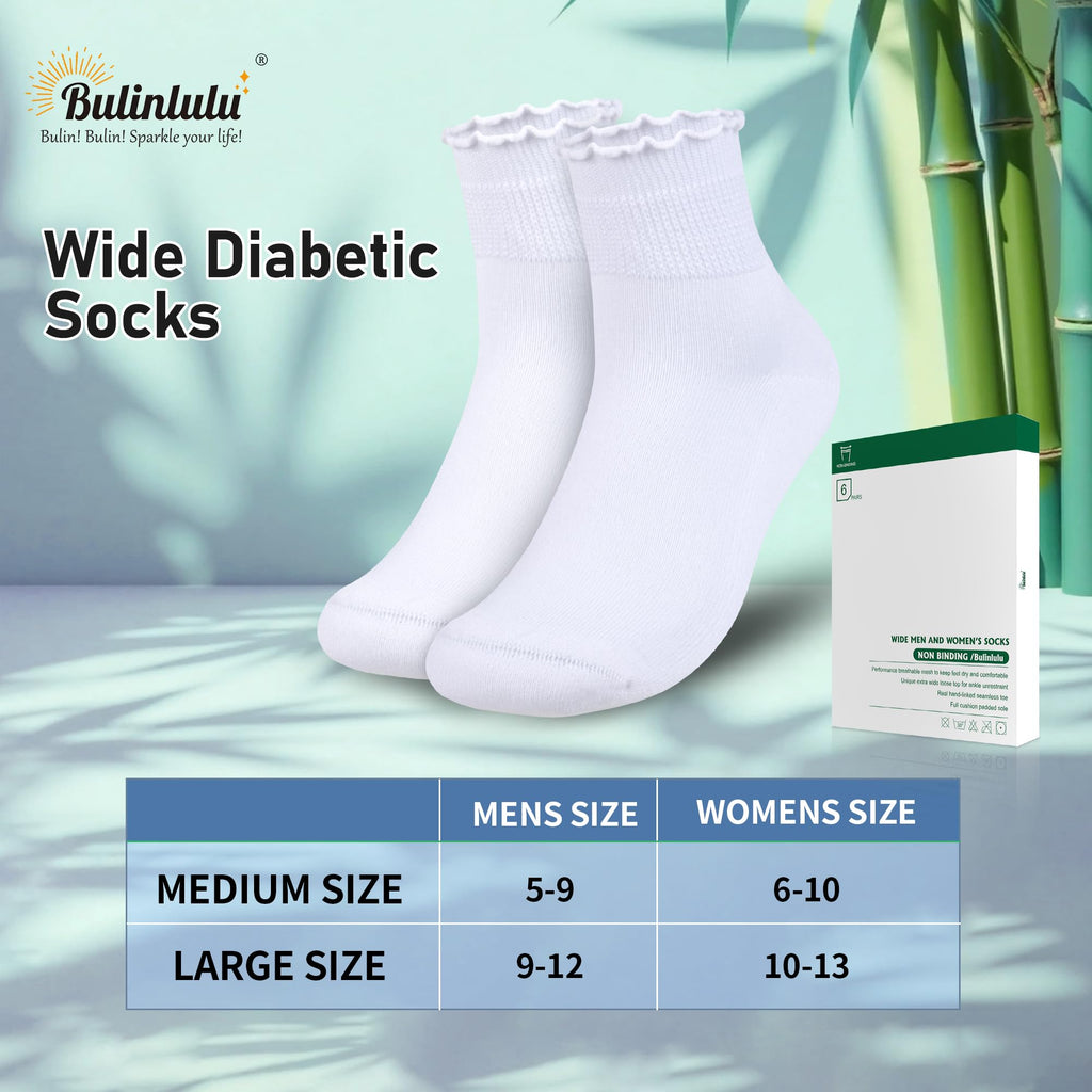 Bulinlulu Womens Diabetic Socks - 6 Pairs Non-Binding Neuropathy Socks for Women 6-9 9-11(Ruffle Group A-L)