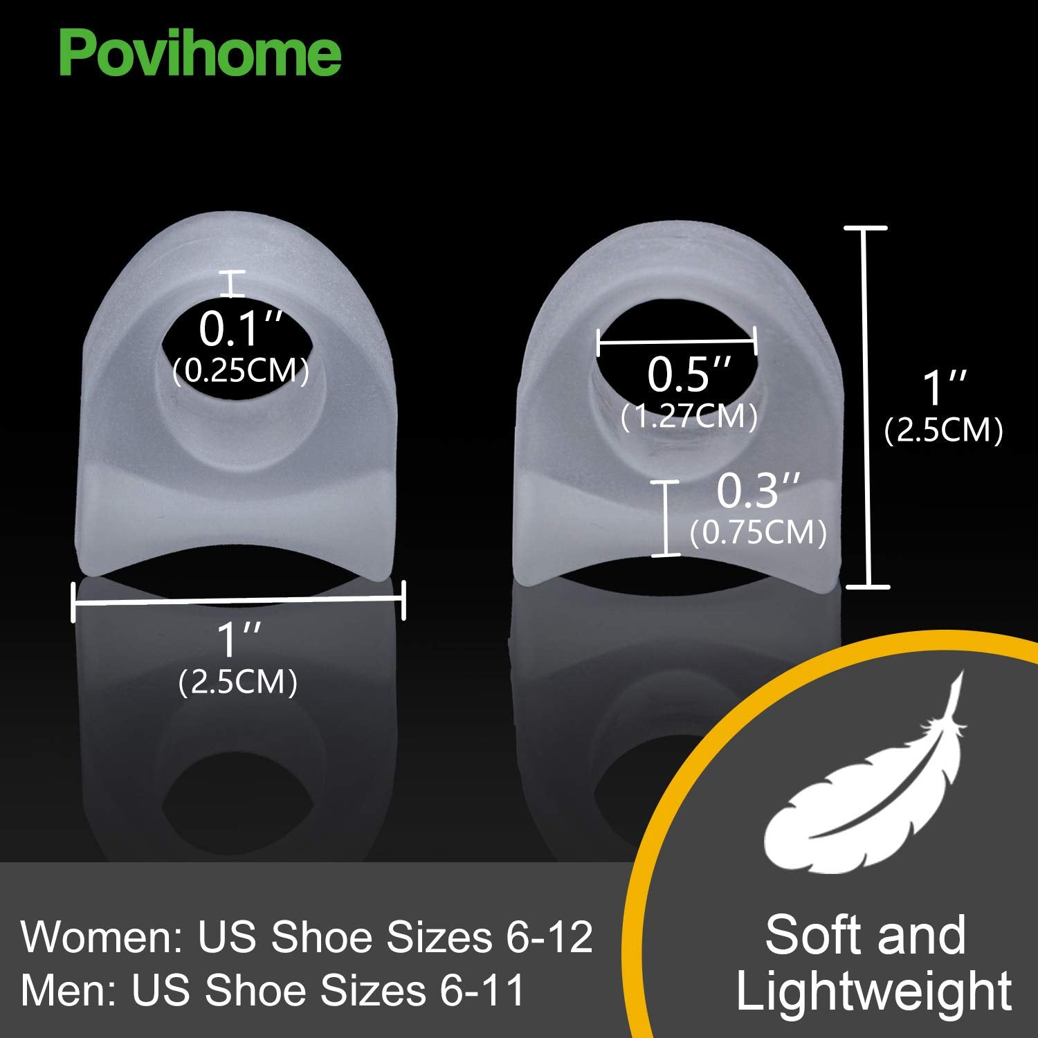 Povihome 10 Pack Clear Toe Spacers, Big Toe Separator (1st/2nd Toe), Bunion Corrector to Correct Big Toe Bunion, Overlapping Toe