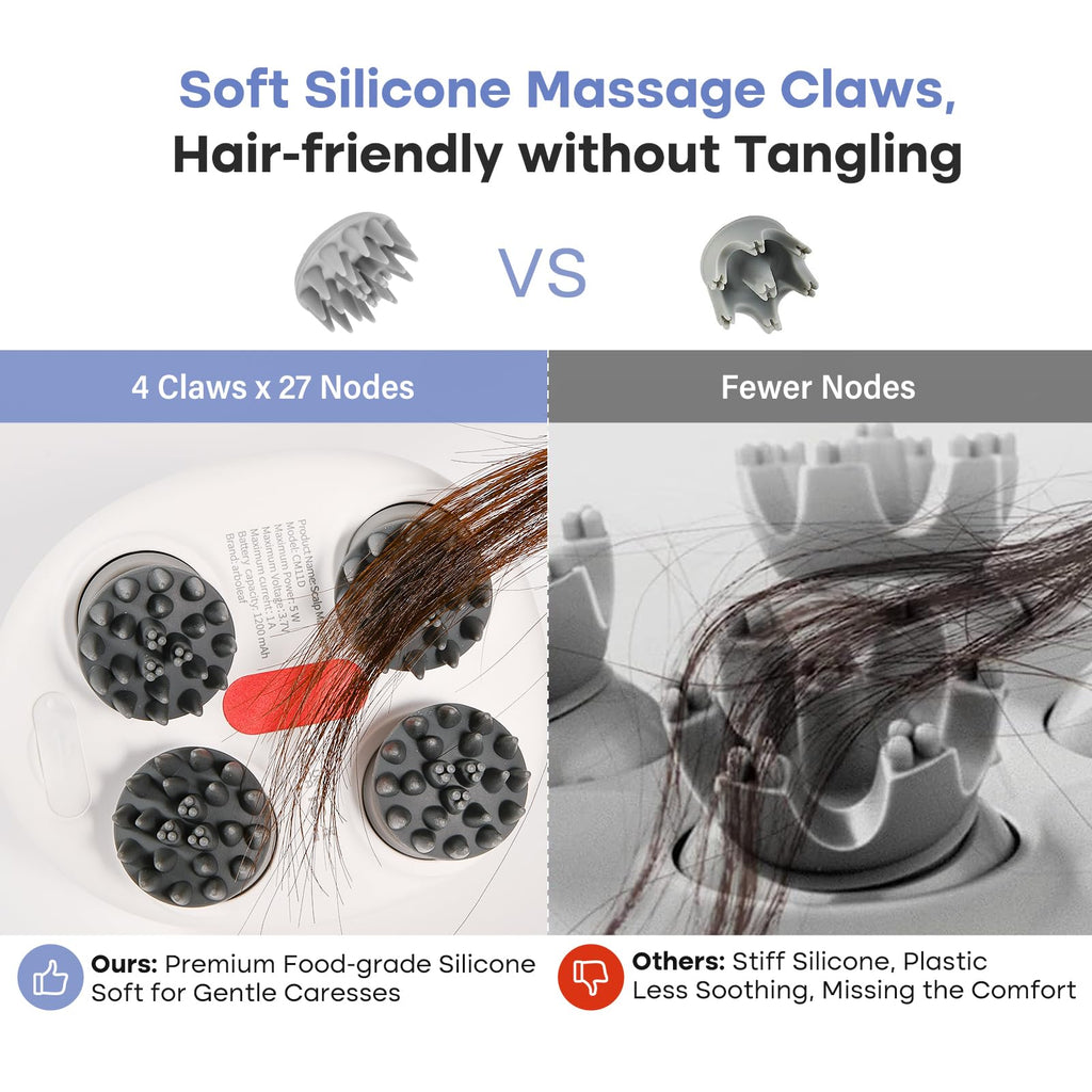 arboleaf Scalp Massager Electric Kneading Head Massager Scalp Stress Relax Portable Rechargeable Hair Massage Waterproof Cat Scr