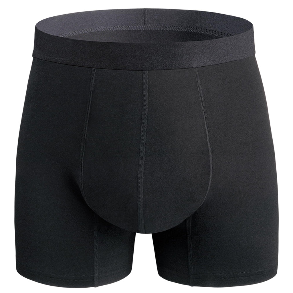 REELINDRY Mens Washable Incontinence Underwear, 2.3 oz Absorbency Reusable Leak Proof Odor Control Trunks 1 Pack(Black, L)
