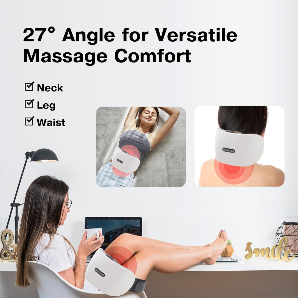 Abdominal Stomach Belly Massager Belt - Rechargeable Automatic Electric Heated Dual Kneading Red Light Machine - Waist Heat Mass