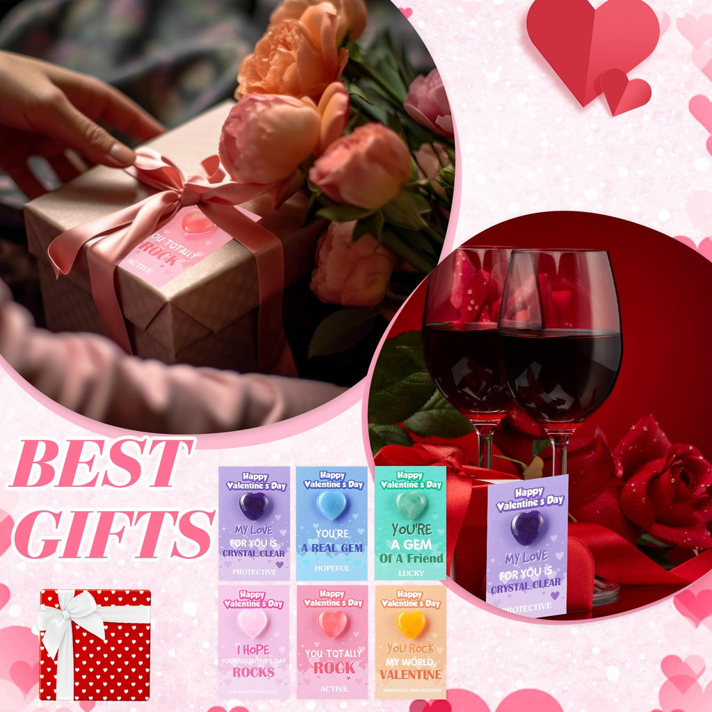 Nuanchu 24 Set Valentines Day Gifts Include 24 Crystal Heart Shape Stones Heart Rock Worry Stones 24 Valentines Day Inspirationa