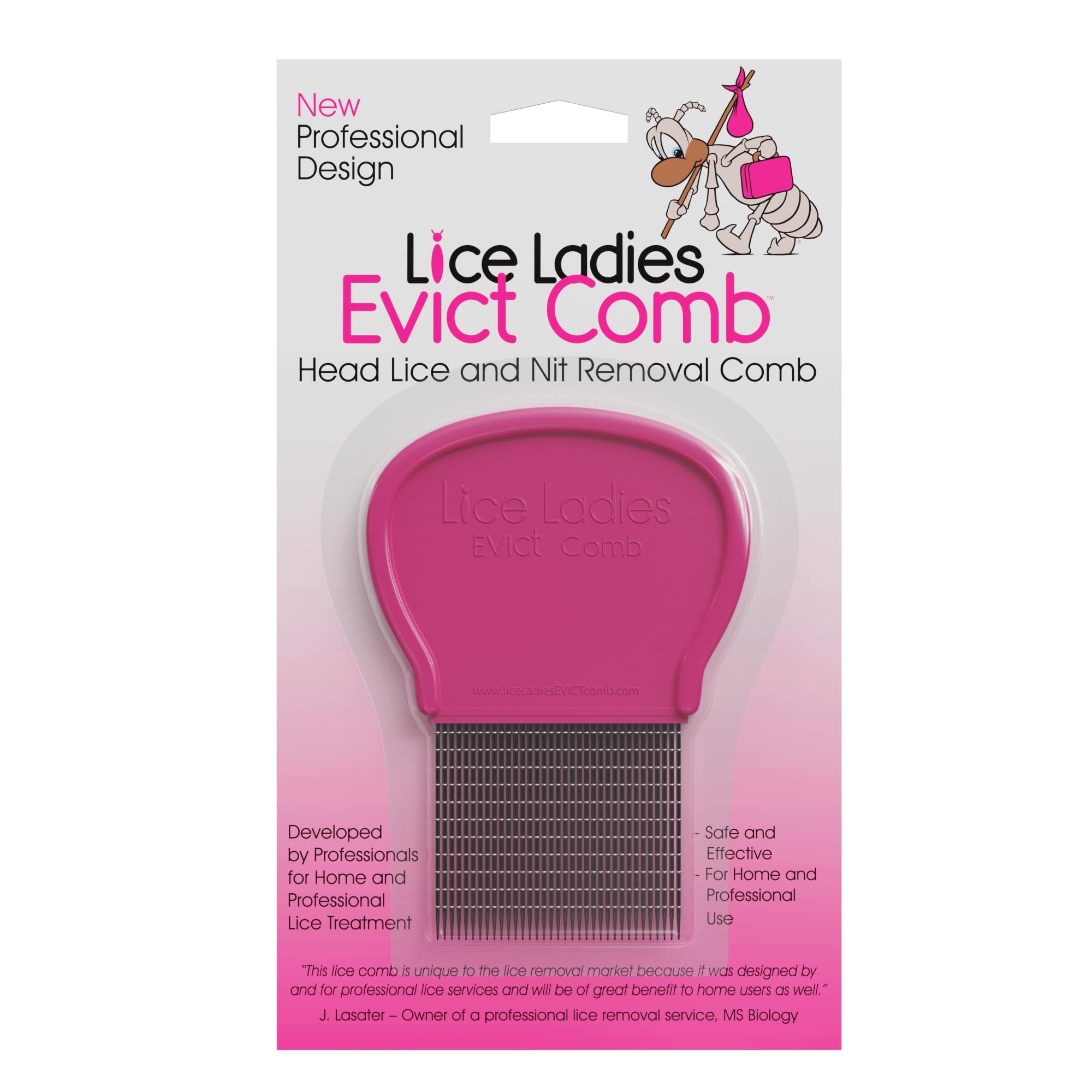 Lice and Nit Comb by Lice Ladies - Efficient Lice and Nit Removal | Lice Comb Safe for All Types of Hair | Stainless Steel Teeth