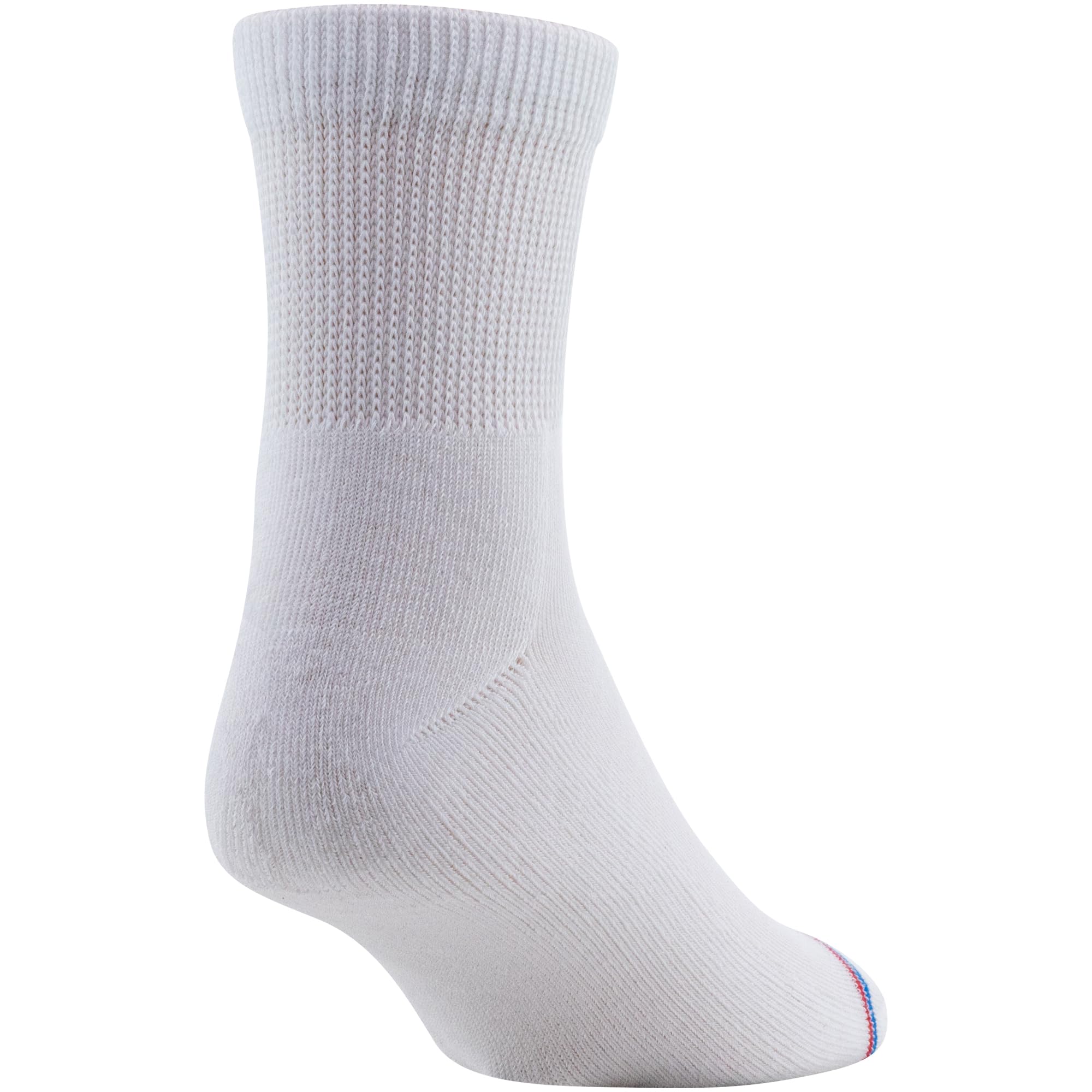 MediPEDS Quarter Socks with Non-Binding Top and Cushion, Multipairs, White (4-Pairs), Shoe Size: Men's 7-12 Women's 10-13