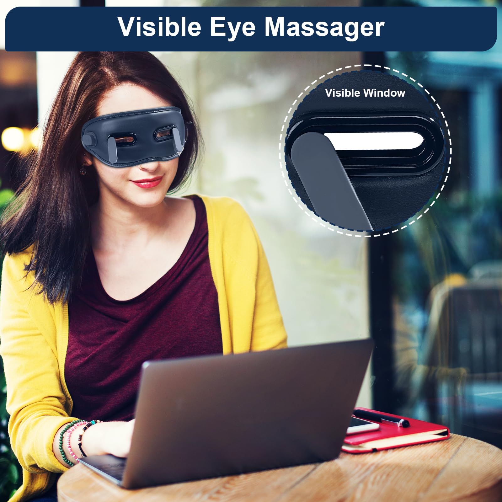 CAREHELS Eye Massager with Heat, Heated Eye Mask with Vibration for Migraines, Dry Eyes and Dark Circles, Wireless Eye Care Devi