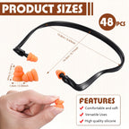 LEIFIDE 48 Pcs Banded Ear Plugs for Shooting Range Silicone Reusable Ear Protection Plugs Noise Cancelling Lightweight Earplug f