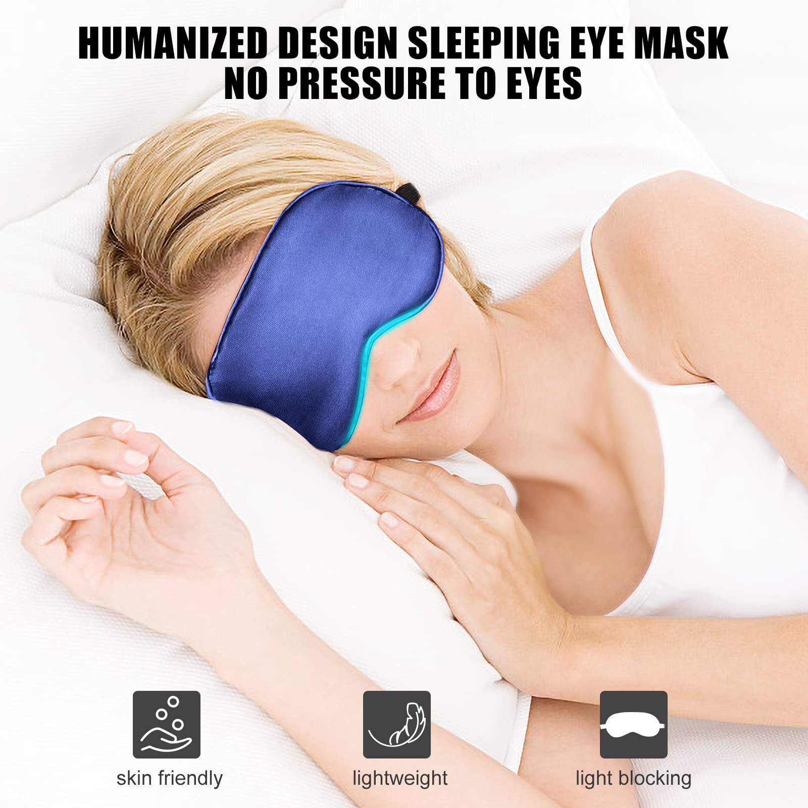 Cavoilu Cooling Sleep Mask w/Gel Eye Mask, Silk Eye Mask for Sleeping, Heated Eye Masks, Blindfold Eye Cover Sleeping Mask for H