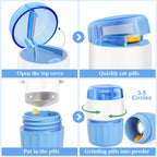 3-in-1 Pill Crusher Cutter with Storage Box, Pill Grinder with Brush Small Bags, PillCrusher Fine Powder with Stainless Steel Gr